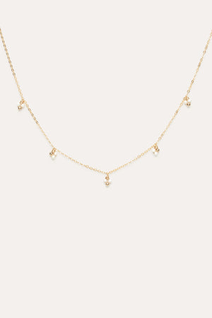 Collier grelots perles et chaîne gold filled - Yay 