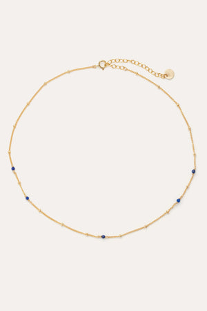 Collier ras de cou chaîne fine gold filled - Yay - Lapis Lazuli - marque créateurs 