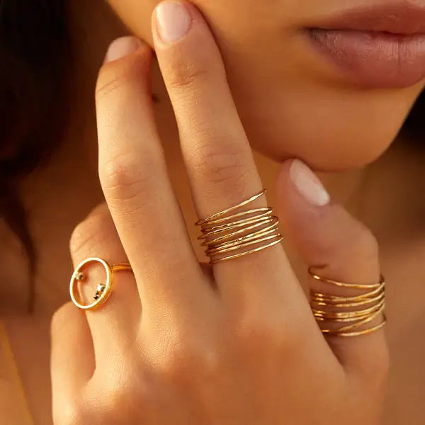 Bague multi anneaux or outlet