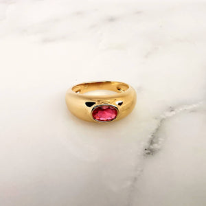 Bague aglae - plaqué or - anneau lisse - rose