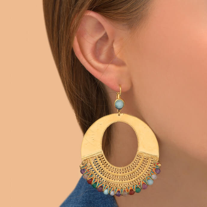 Boucles D'Oreilles Dormeuses En Or 9K - Boule Multifacette Cristal, Dolly-Bijoux, Neuf Avec Étiquettes