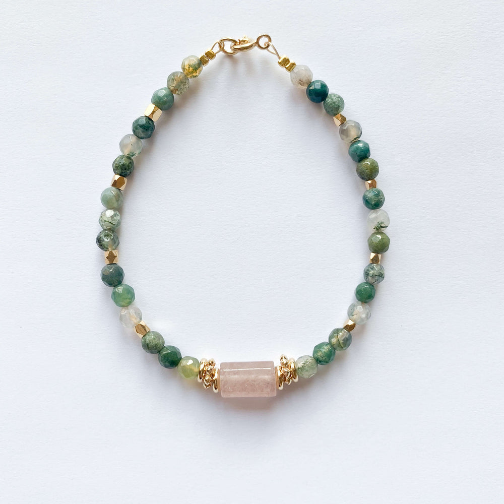 Bracelet agate et quartz fraise - pierres naturelles BOBART BIJOUX 