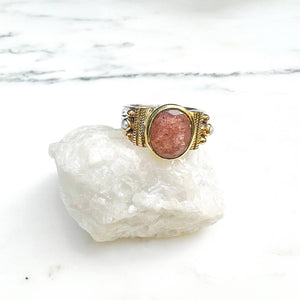 Bague CANYON - quartz fraise - argent et pierres semi-précieuses