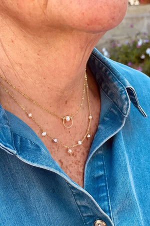Collier ras de cou anneau - Perle de culture
