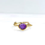 Bague mini ovale améthyste - plaqué or ajustable