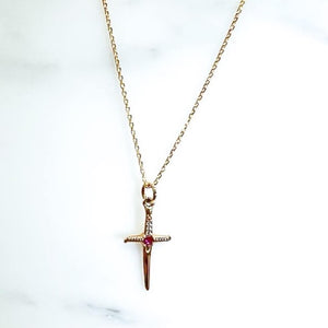 Collier croix épée plaqué or