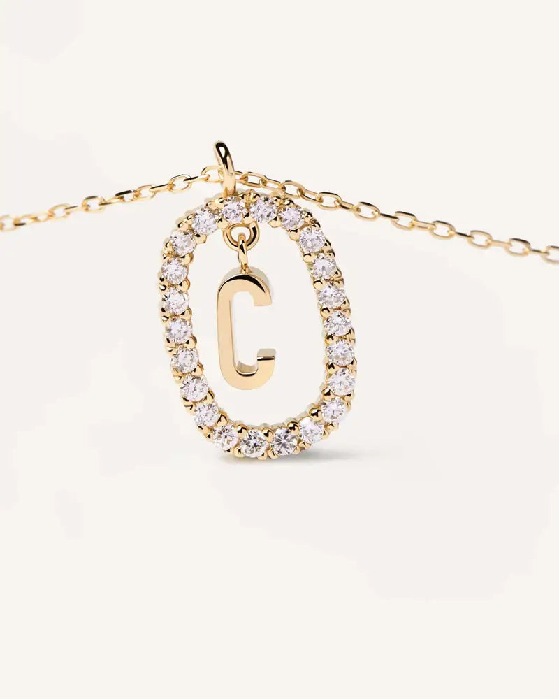 Collier Lettre C - Or et Diamant- PD PAOLA Fine jewelry - or recyclé 18cT et diamant de laboratoire - collier Haute joaillerie