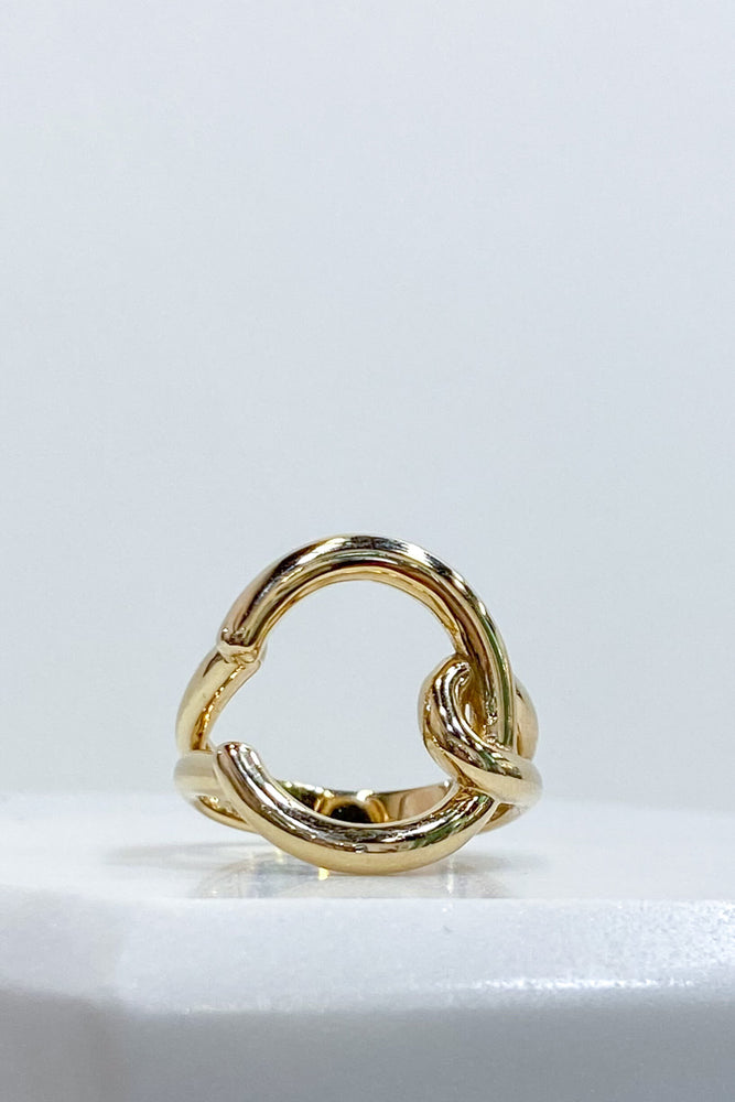 Bague tendance Oriane Plaque or 18 k - cercle noeud - Bobart Bijoux