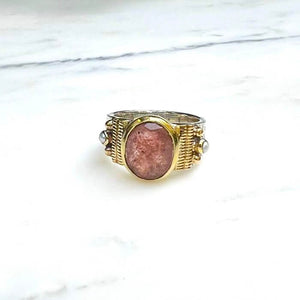 Bague CANYON - quartz fraise - argent et pierres quartz rose