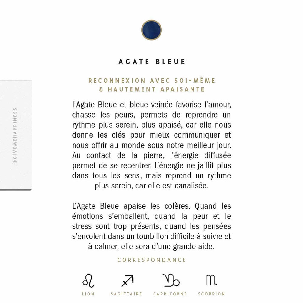 Agate Bleue - Vertus Pierre - Vertus Pierre Bleue - Vertus Agate Bleue - Bijoux Agate Bleue - Give Me Happiness - Bijoux Gold Filled - Bijoux Femme Pierre - Bijoux Femme - Bienfaits Pierre Naturelle - Bijoux Pierre Naturelle