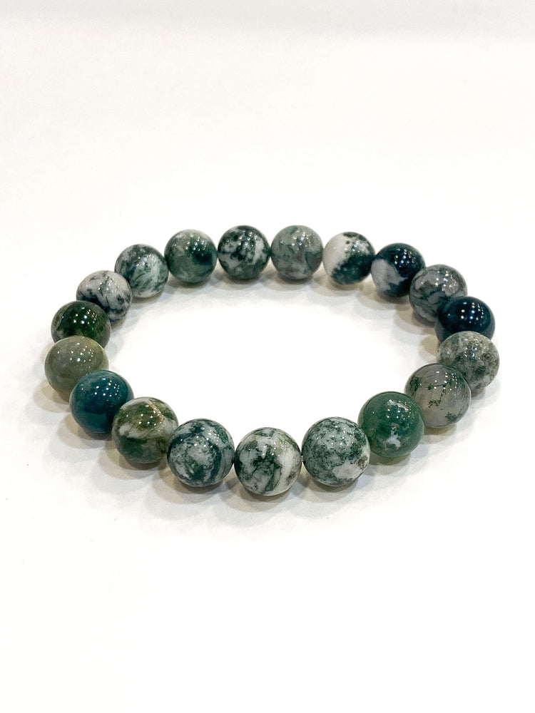 Bracelet Homme - Bracelet Perle - Bracelet Pierre - Bracelet Pierre Naturelle - Bijoux Fantaisie - Agate Mousse 