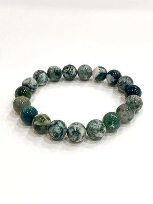 Bracelet Homme - Bracelet Perle - Bracelet Pierre - Bracelet Pierre Naturelle - Bijoux Fantaisie - Agate Mousse 