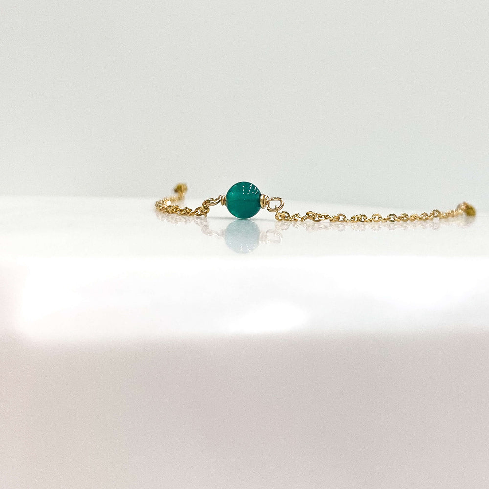 Bracelet Give Me Happiness - Bracelet Agate Verte - Bijoux Gold Filled - Bijoux Créateur - Bracelet Femme - Bijoux Femme