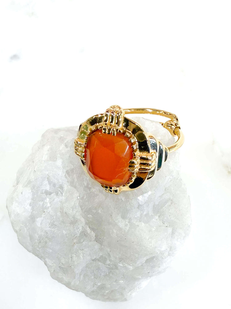 Au fil de Lo - crétrice bijoux - Bague art déco Cornaline réglable - french jewels - made in paris - bijoux createurs