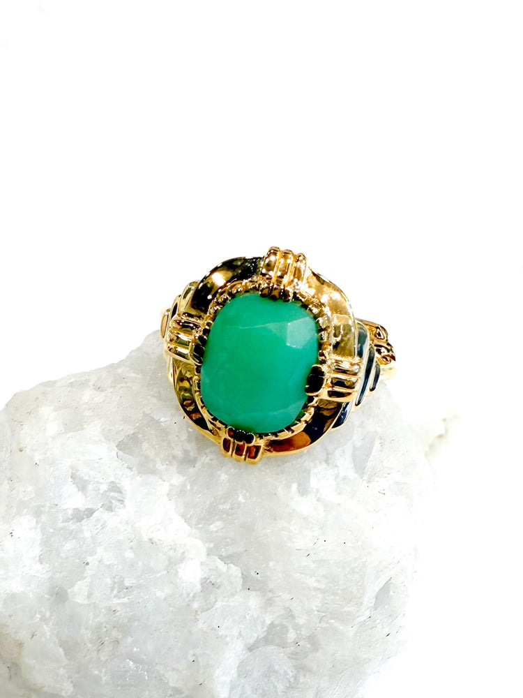 Bague art déco chrysoprase - Au fil de Lo createurs de bijoux francais - French design - 小众品牌 - made in france
