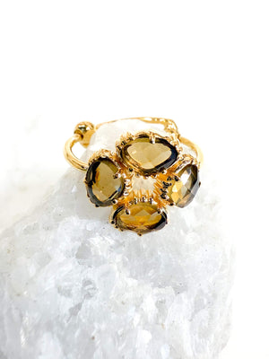 Au fil de Lo - Bague réglable Trèfle - Quartz fumé - Au fil de LO bijoux - createurs de bijoux francais - French design - 小众品牌 - made in France - made in Paris 