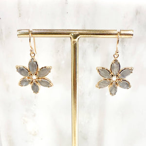 Boucles d'oreilles FLeur Labradorite AU fil de lo  - createurs parisiens - french deisgner - made in paris - french jewelry