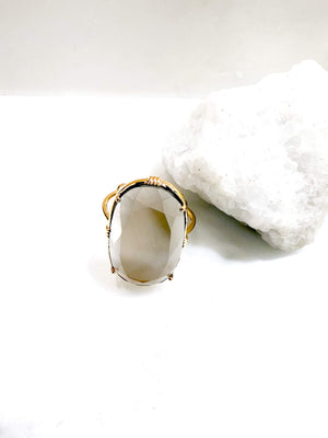Bague quartz fumé ovale - Au fil de Lo - Bijoux plaqué or - Bobart bijoux