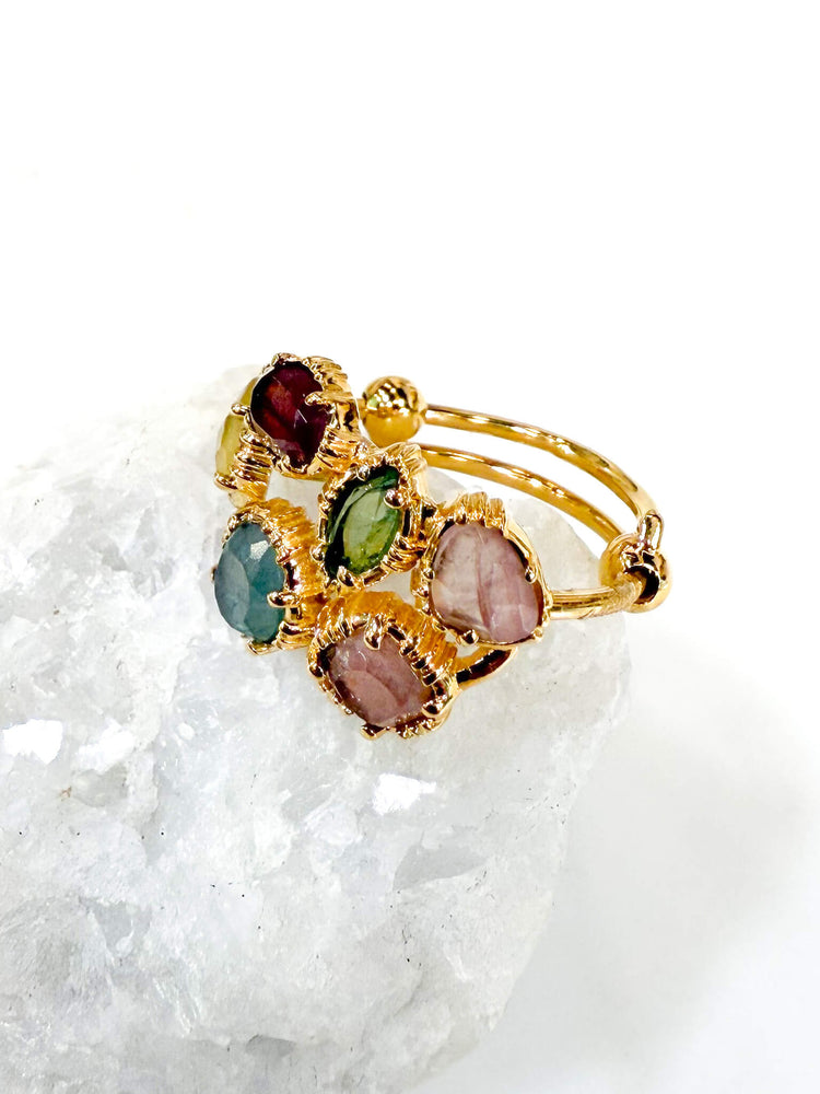 Bague Eclats de toumalines Au fil de Lo - bijoux createurs francais - bijoux originaux et colorés - pierres naturelles 