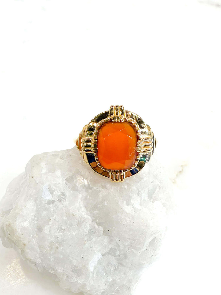Au fil de Lo - crétrice bijoux - Bague art déco Cornaline réglable - french jewels - made in paris - bijoux Paris 
