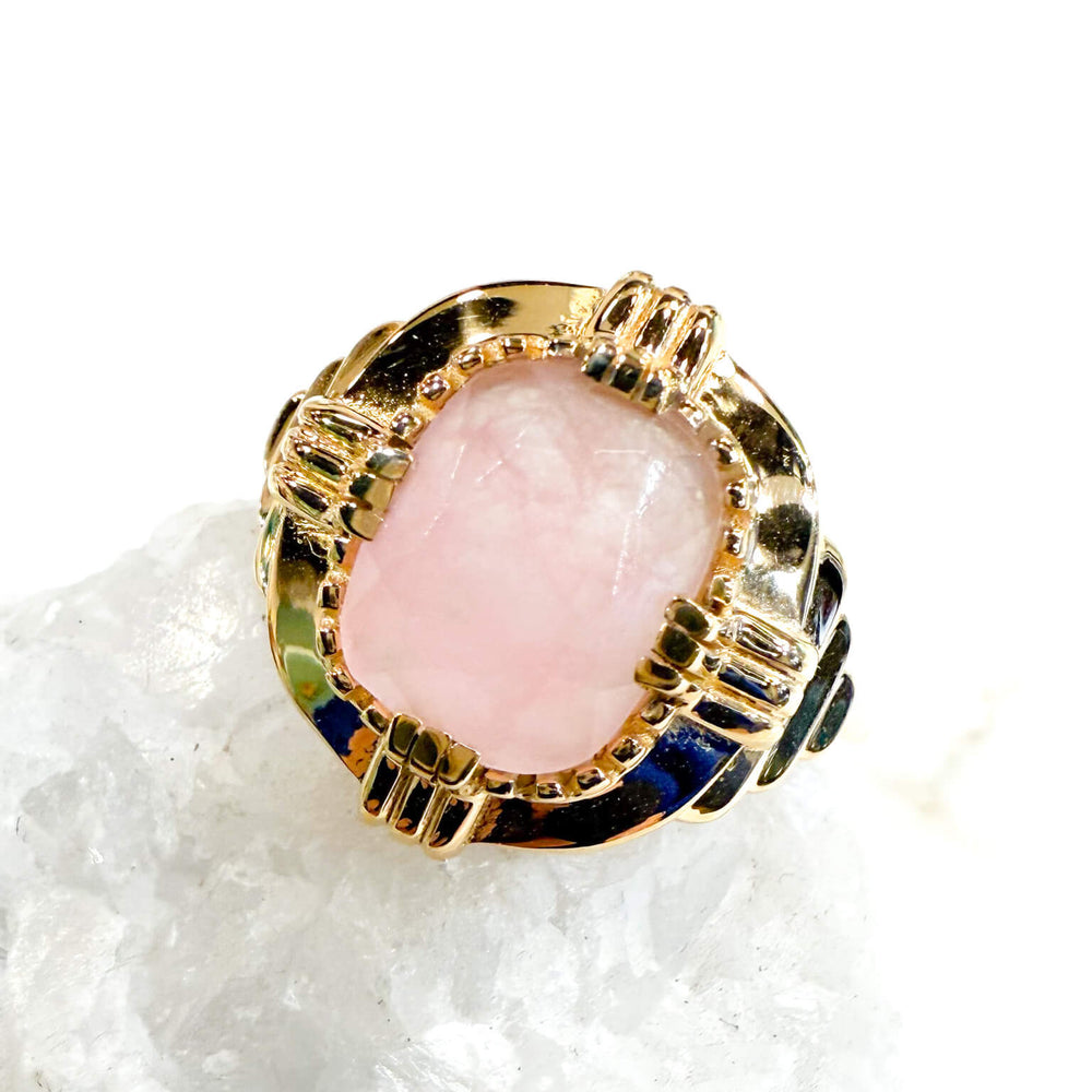Bague art déco Quartz rose