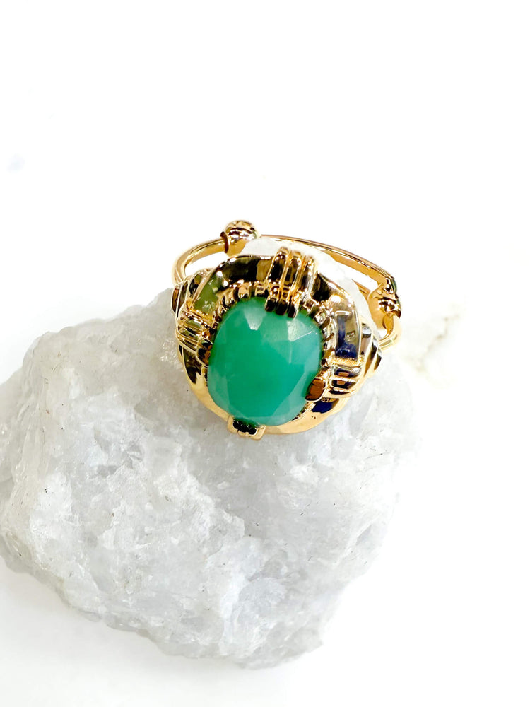 Bague art déco chrysoprase - Au fil de Lo createurs de bijoux francais - French design - 小众品牌 - made in france