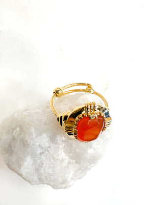 Au fil de Lo - crétrice bijoux - Bague art déco Cornaline réglable - french jewels - made in paris - bijoux createurs