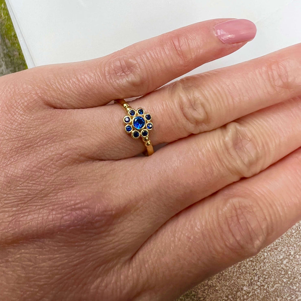 Bague mini daisy - Virginie Berman- fleur zircons bleur