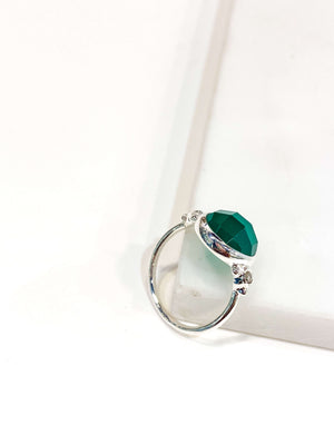 Bague argent et pierre semi précieuse verte : onyx verte CANYON Bijoux créateur francais