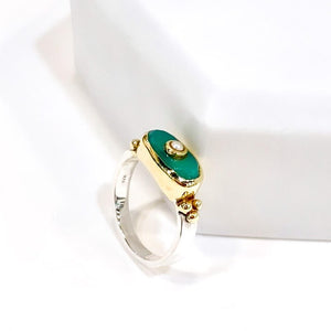 Bague Canyon - Canyon Bijoux - Bijoux Createur - Bijoux Femme - Bague - Bague Pierre - Bague Perle - Chrysoprase - Perle - Bague Perle - Bobart Bijoux- bague oeil