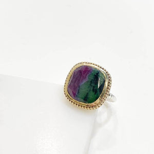 Bijoux Créateur - Bague Ethnique - Bijoux Fantaisie - Rubis Zoisite - Pierre Naturelle - Canyon Bijoux - Bijoux Femme - Bague Argent 925 - Bague Femme - Bobart Bijoux