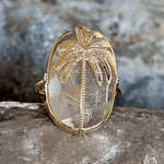 Bague réglable Palmier plaqué or - Rutile dorée