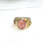 Bague ethnique - Quartz fraise - moyenne