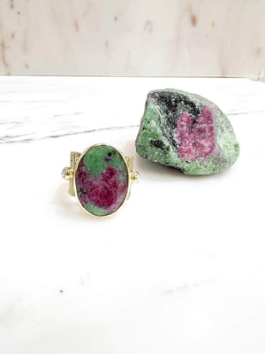 Bague rubis zoisite CANYON - bague bijoux argent 925 - créateurs francais -  pierres