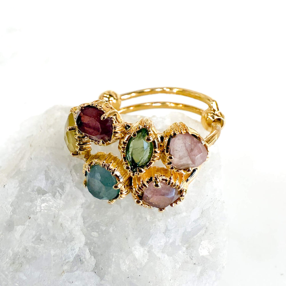 Bague réglable Eclat de tourmalines Double