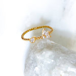 Bague Nérée - fine - plaqué or - zircon blanc - Bijoux paris