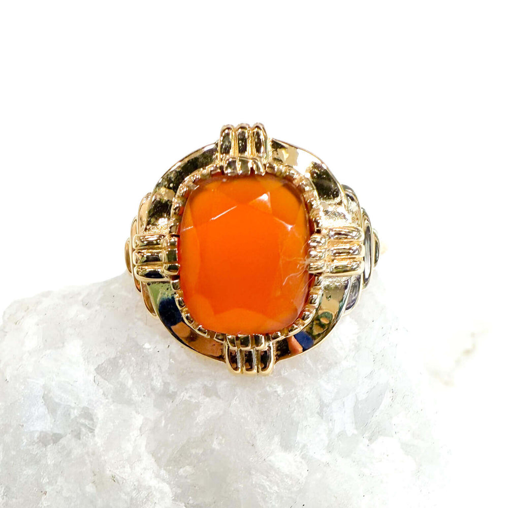Bague art déco Cornaline réglable