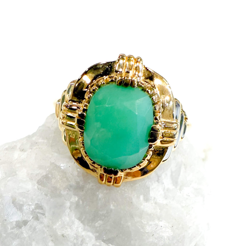 Bague art déco chrysoprase réglable