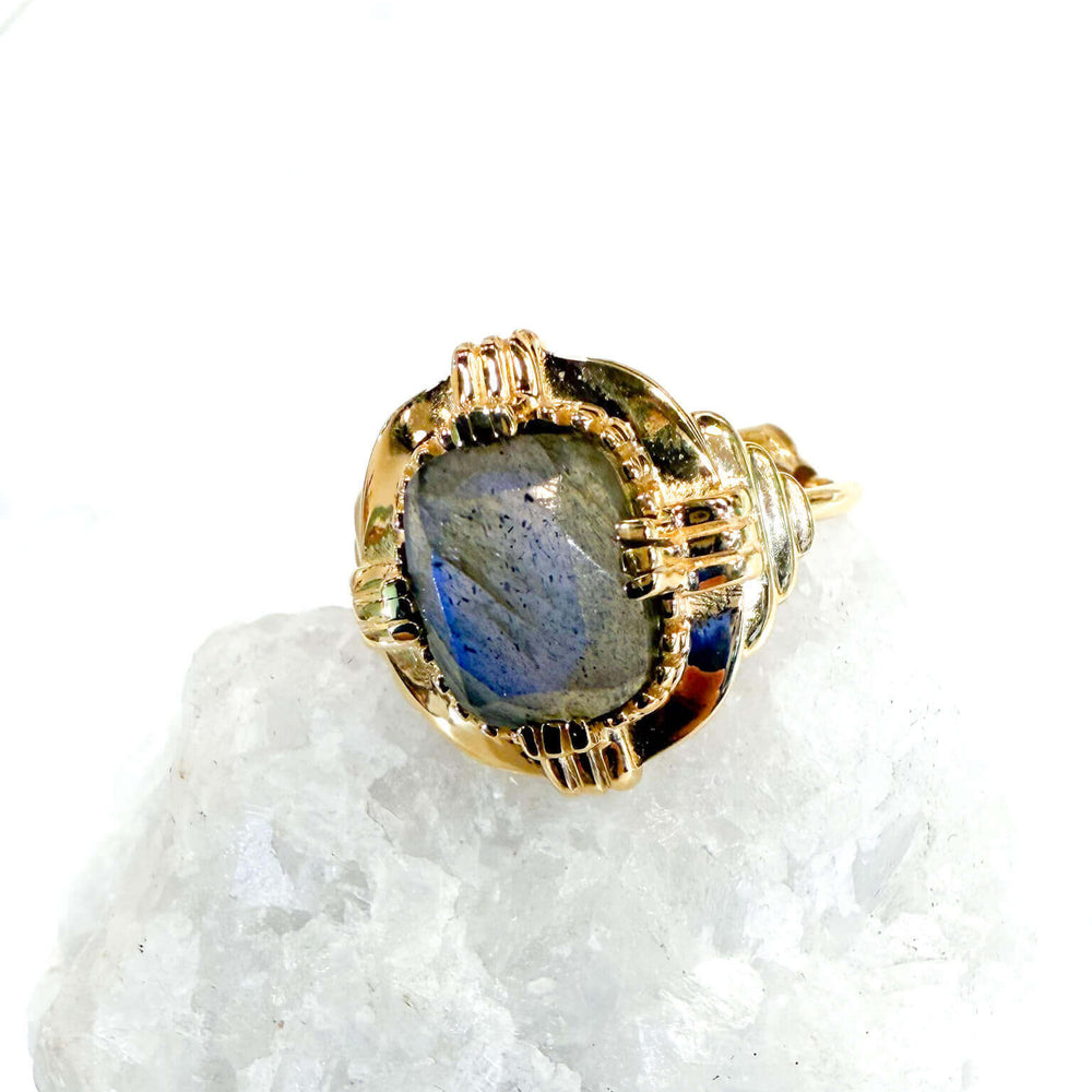 Bague art déco labradorite réglable