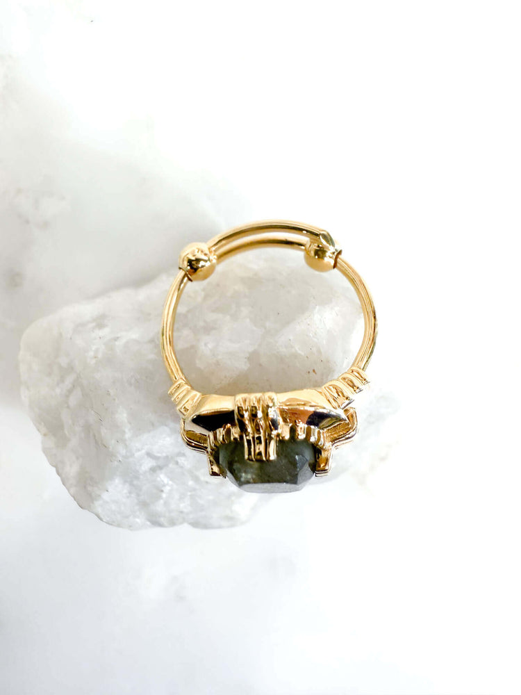 Bague art déco labradorite réglable Au fil de Lo creatrice francaise - made in paris - french design - 法国巴黎小众品牌