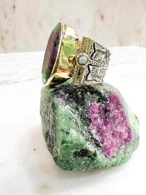 Bague rubis zoisite CANYON - bague bijoux argent 925 - créateurs francais 