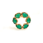 Bague cercle - agate verte  plaque or