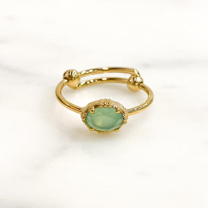 Bague mini ovale Au fil de lo- chrysoprase