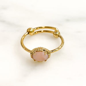Bague opale rose - mini ovale - ajustable - Au fil de lo
