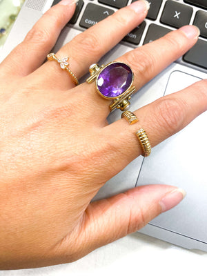 Bague Nérée - fine - plaqué or - zircon blanc - Bijoux fantaisie
