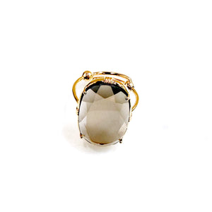 Bague quartz fumé ovale - Au fil de Lo - Bijoux plaqué or 