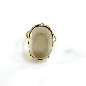 Bague quartz fumé ovale - Au fil de Lo - Bijoux plaqué or 