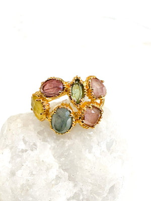 Bague Eclats de toumalines Au fil de Lo reglable - made in france - made in Paris - french jewels - deisgner jewelry