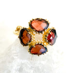 Bague réglable Trèfle - Grenat rouge