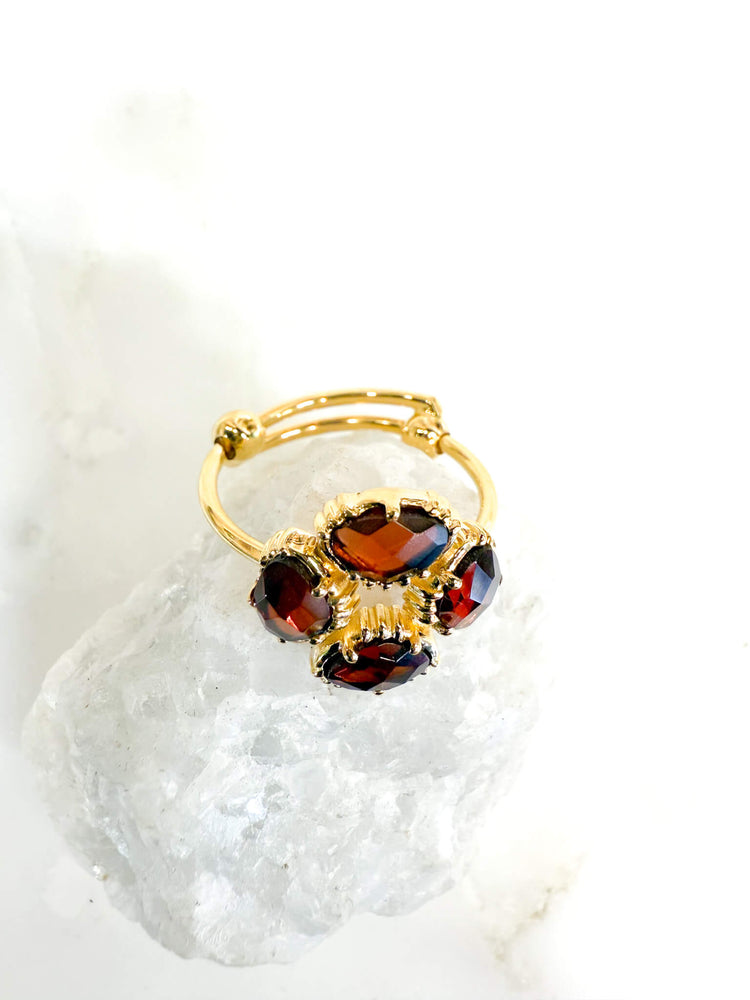 Bague reglable plaqué or - grenat - Au fil de Lo bijoux - createurs de bijoux francais - French design - 小众品牌 - made in France - made in Paris  - french jewels